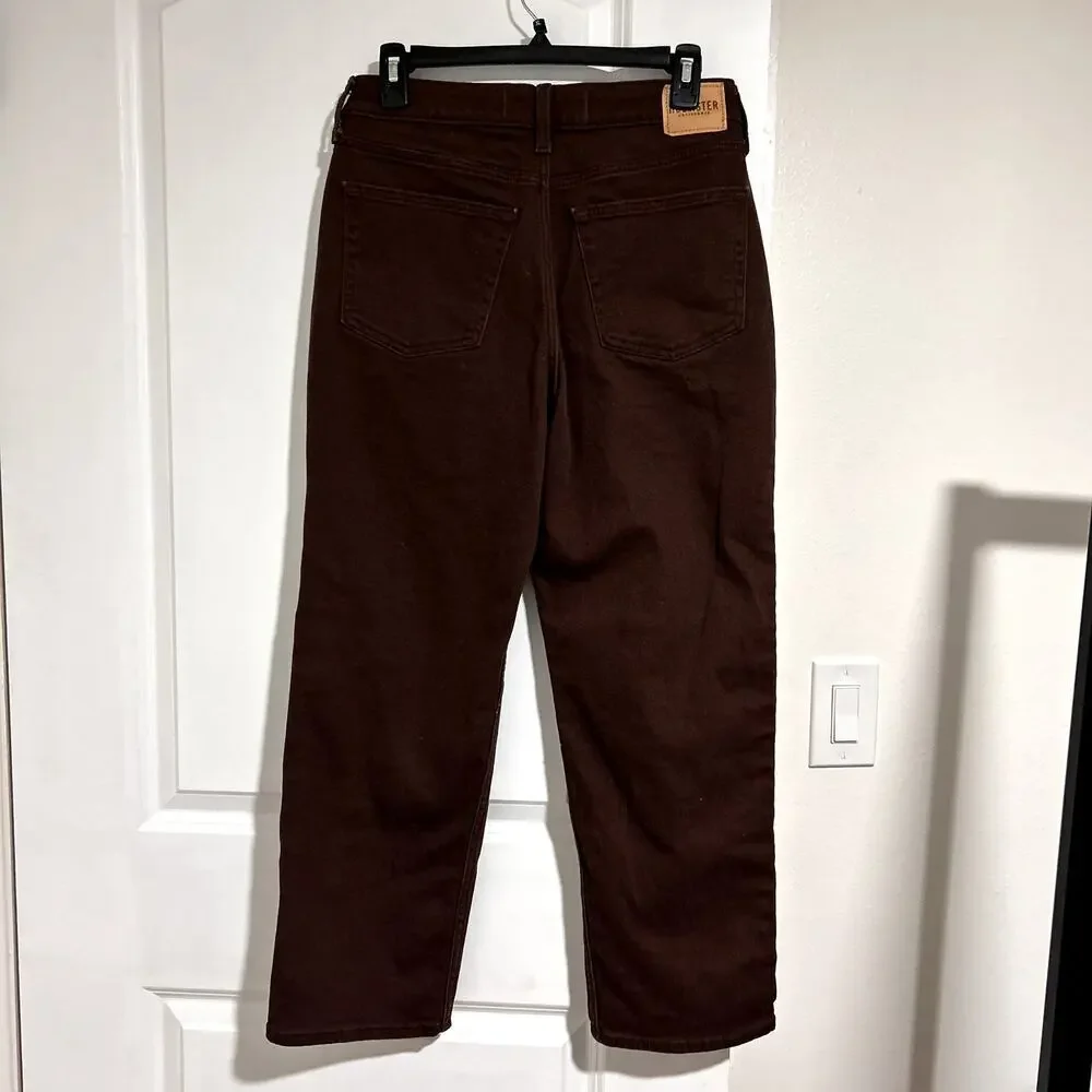 Hollister Ultra High Rise Vintage Straight Brown Jeans Pants size 9 29 W29 L27